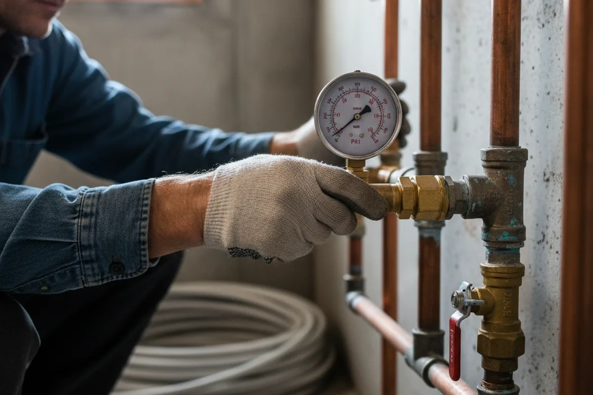 Pressure testing a repaired line during Water Line Repair in Edward